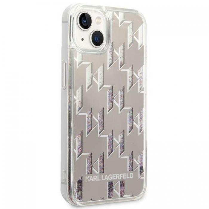 KARL LAGERFELD - Karl Lagerfeld iPhone 14 Plus Skal Liquid Glitter Monogram - Silver