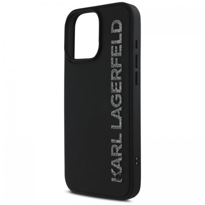 KARL LAGERFELD - Karl Lagerfeld iPhone 16 Pro Mobilskal 3D Rubber Elongated Glitter - Svart