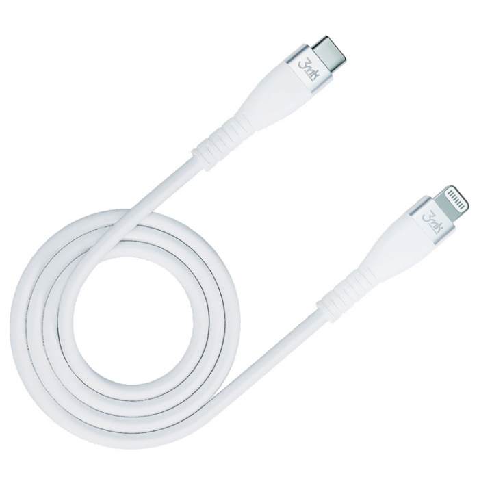 3MK - 3mK USB-C till Lightning kabel 20W 1m HyperSilikon - Vit