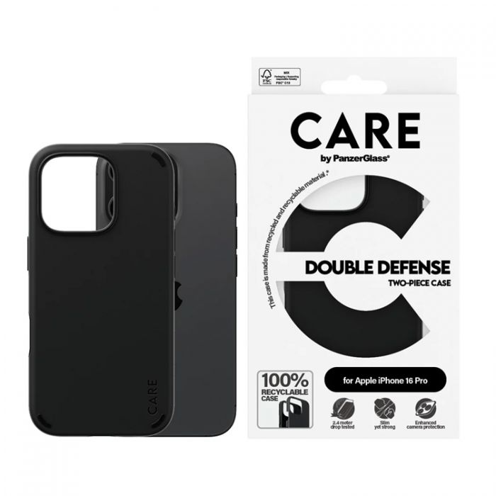 PanzerGlass - CARE By PanzerGlass iPhone 16 Pro Mobilskal Double Defense - Svart