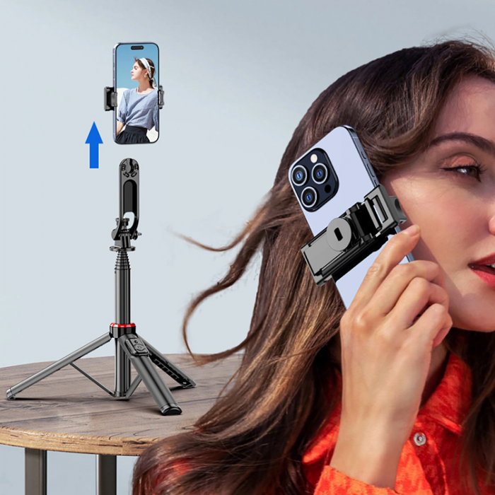 A-One Brand - Selfiestick Teleskopstativ 1.3m Auminiumlegering Med Mobilhllare