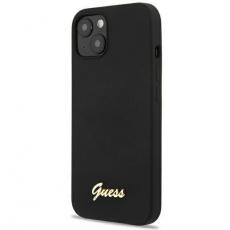 Guess - Guess iPhone 13 Mobilskal Silicone Script Gold Logo - Svart