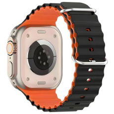 Beline - Beline Apple Watch (42/45/45/49mm) Armband Silikon Waves - Svart/Orange