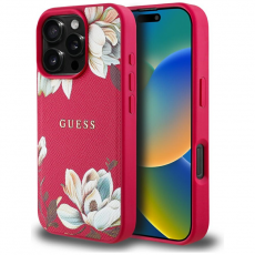 Guess - Guess iPhone 16 Pro Mobilskal Magsafe Flower Pattern - Fuchsia