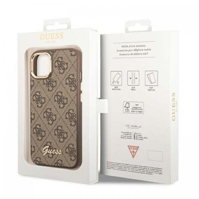 Guess - GUESS iPhone 14 Skal Vintage Gold Logo - Brun