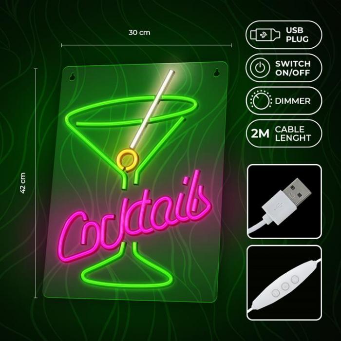 Forever Light - Forever Light LED Neon PLEXI COCKTAILS - Rosa/Grn