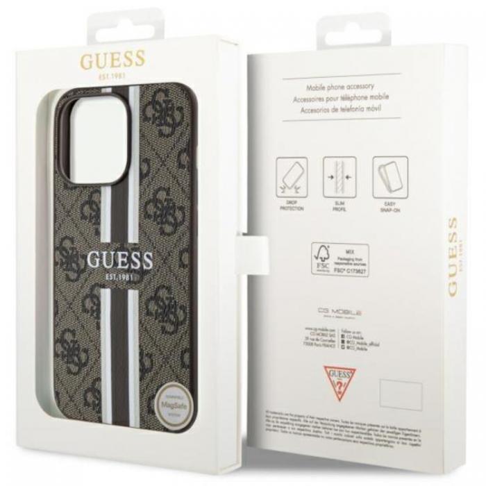 Guess - Guess iPhone 13 Pro Max Mobilskal MagSafe Printed Stripes - Brun