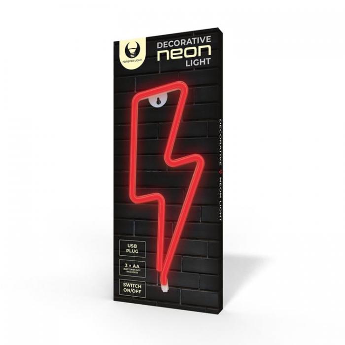 Forever Light - Forever Light LED Neon BOLT Bat + USB FLNE06 - Rd