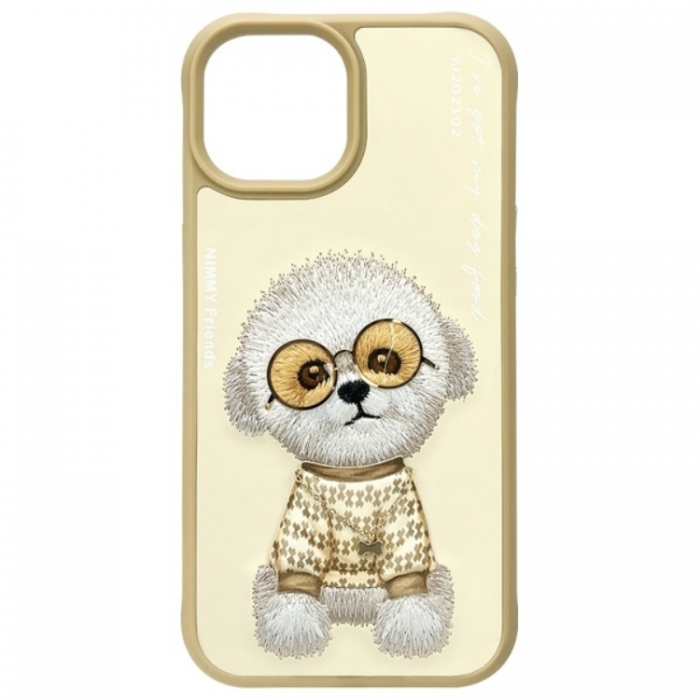 NIMMY - Nimmy iPhone 15 Mobilskal Glasses Cool Dog - Khaki