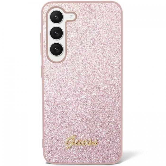 Guess - Guess Galaxy S24 Mobilskal Glitter Script - Rosa