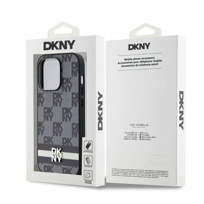 DKNY - DKNY iPhone 15 Pro Mobilskal Lder Checkered Mono Pattern