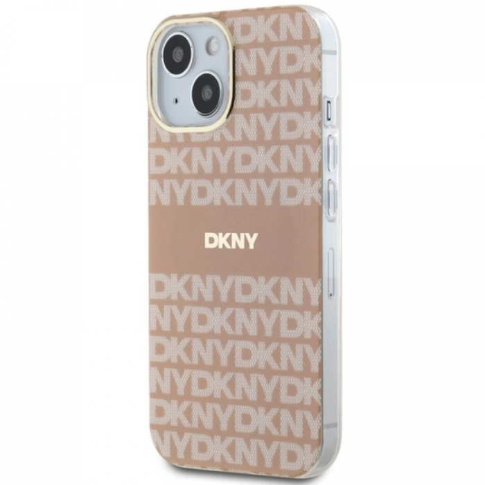 DKNY - DKNY iPhone 15/14/13 Mobilskal Magsafe IML Mono & Stripe - Rosa