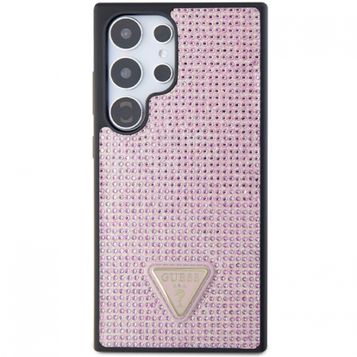 Guess - Guess Galaxy S24 Ultra Mobilskal Rhinestone Triangle - Rosa