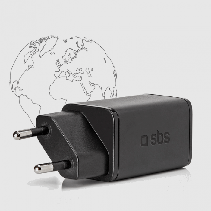 SBS - SBS Snabbladdare 45W GaN USB-C med Power Delivery - Svart