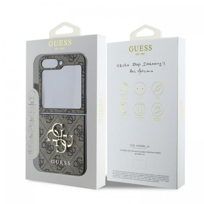 Guess - Guess Galaxy Z Flip 6 Mobilskal Lder 4G Metal Logo - Brun