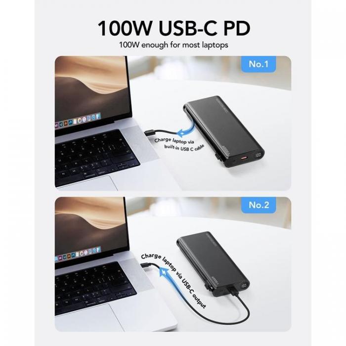 Veger - VEGER Powerbank 25000 mAh med Lightning/Typ-C Kablar 130W TCE130