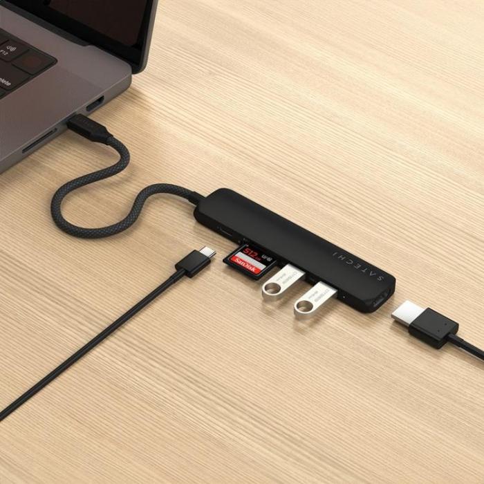 Satechi - Satechi 6-i-1 HUBB USB-C Slim Multiport Adapter - Svart