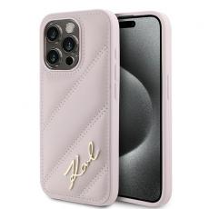 KARL LAGERFELD - Karl Lagerfeld iPhone 15 Pro Max Mobilskal Quilted Script - Rosa