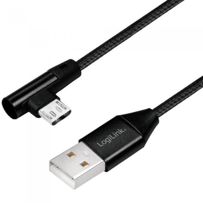 LogiLink - LogiLink Vinklad MicroUSB-kabel USB 2.0 1m