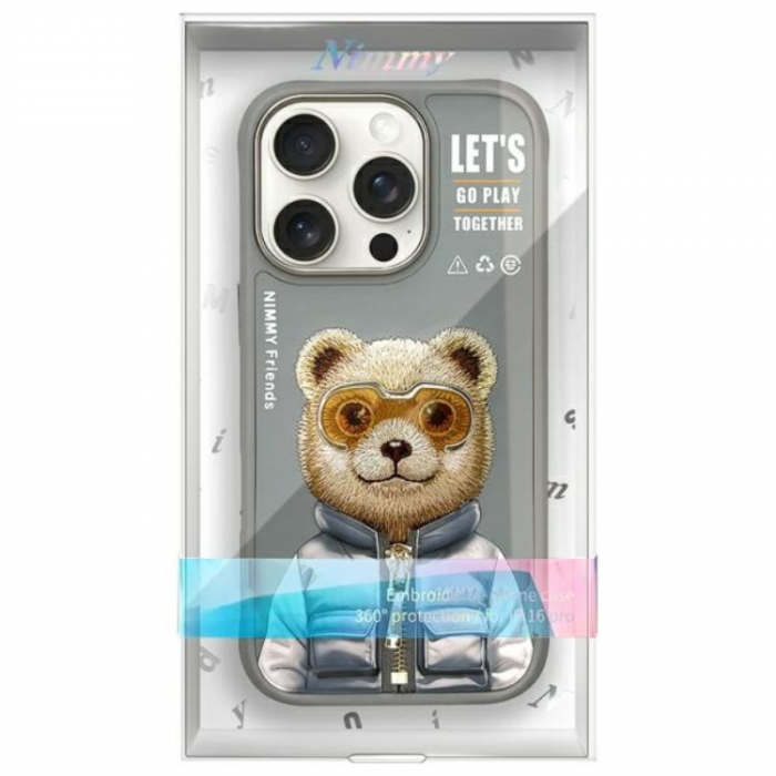 NIMMY - Nimmy iPhone 16 Pro Max Mobilskal Cool & Cute 2.0 Bear - Gr