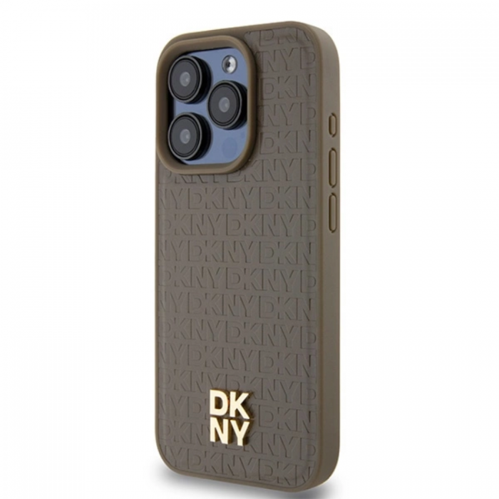 DKNY - DKNY iPhone 15/14 Plus Mobilskal Magsafe Lder Pattern Metal Logo