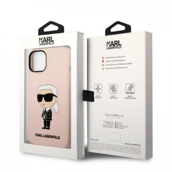 KARL LAGERFELD - Karl Lagerfeld iPhone 14 Plus Skal Magsafe Ikonik Silicone - Rosa