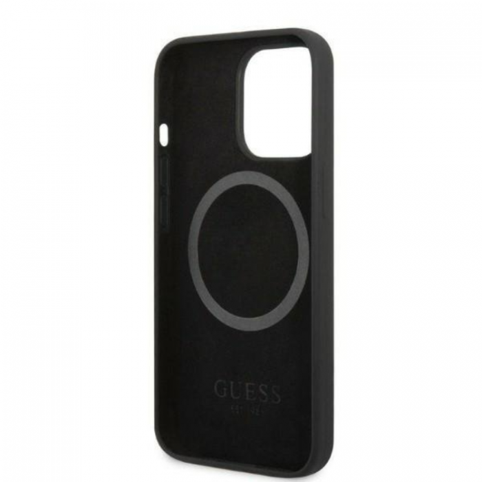 Guess - Guess iPhone 13 Pro Max Skal MagSafe Silicone Logo Plate - Svart