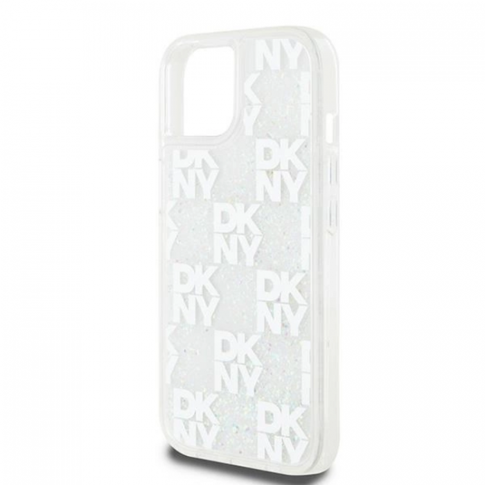 DKNY - DKNY iPhone 14 Mobilskal Liquid Glitter Multi Logo - Vit