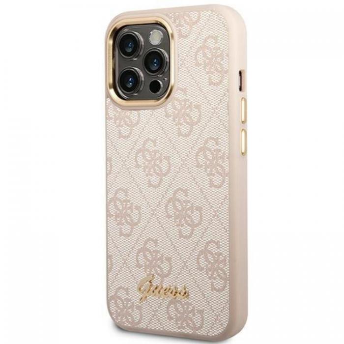 Guess - GUESS iPhone 14 Pro Max Skal 4G Vintage Gold Logo - Rosa