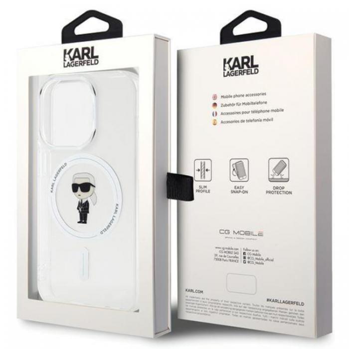 KARL LAGERFELD - Karl Lagerfeld iPhone 15 Pro Max Mobilskal Magsafe IML Ikonik - Clear