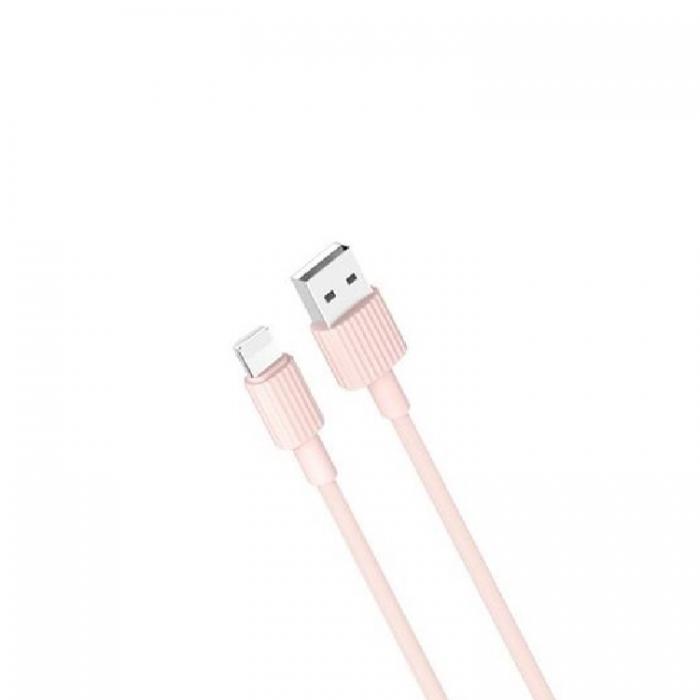 XO - XO USB-A till Lightning kabel 1m 2.4A - Rosa