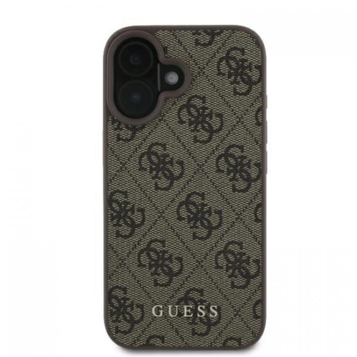 Guess - Guess iPhone 16 Plus Mobilskal 4G Metal Gold Logo - Brun