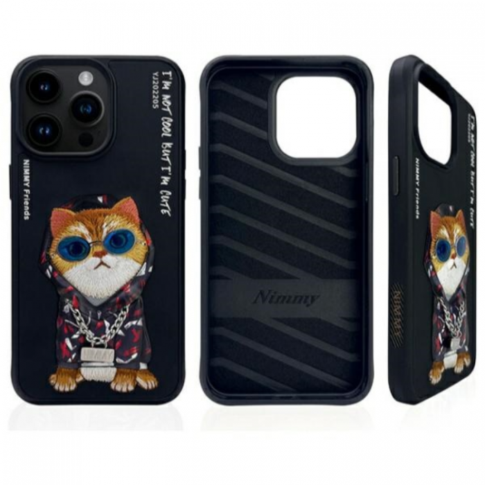 NIMMY - Nimmy iPhone 15 Pro Max Mobilskal Glasses Cool Cat - Svart