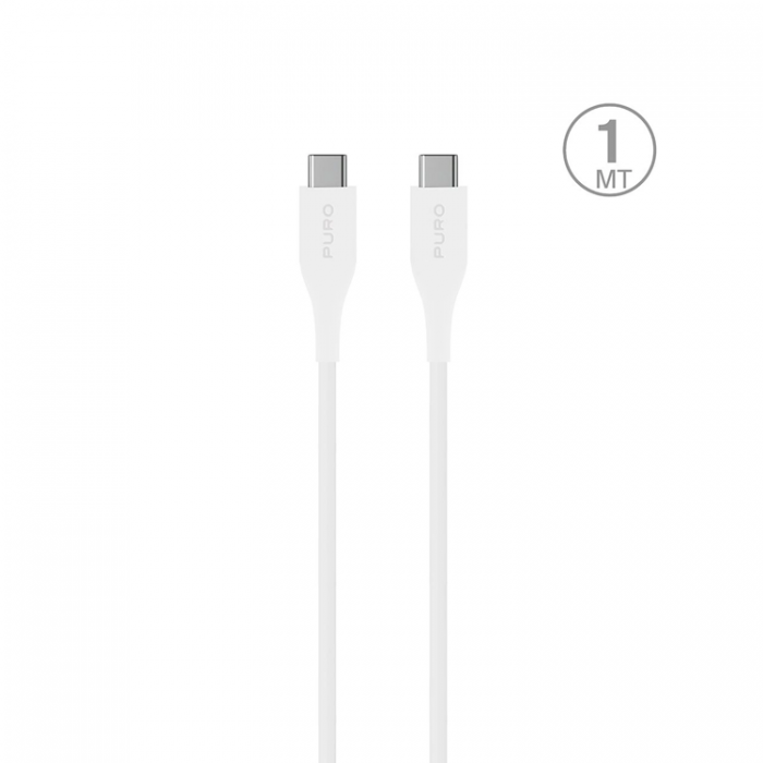 Puro - Puro Plain USB-C - USB-C 2A 1m Kabel - Vit