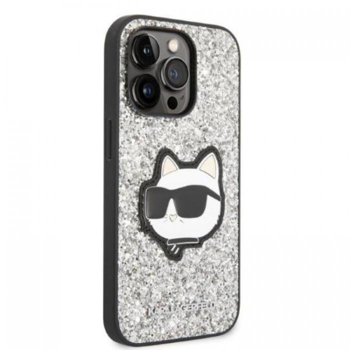 KARL LAGERFELD - Karl Lagerfeld iPhone 14 Pro Skal Glitter Choupette Patch - Silver