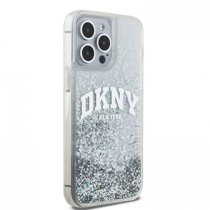 DKNY - DKNY iPhone 15 Pro Max Mobilskal Liquid Glitter Big Logo - Vit