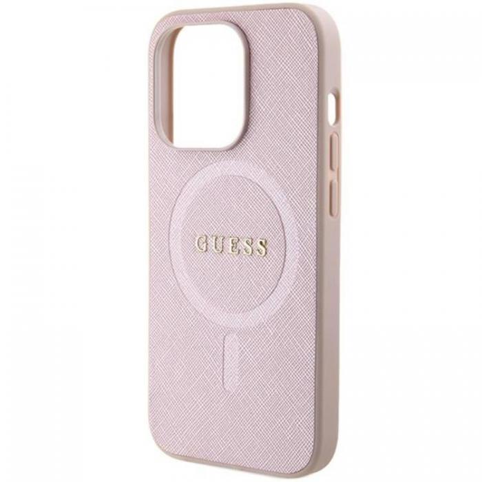 Guess - Guess iPhone 15 Pro Mobilskal Magsafe Saffiano - Rosa