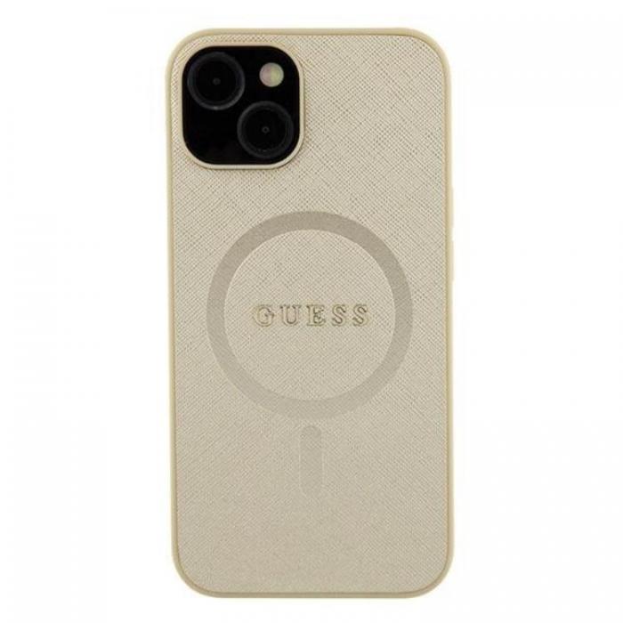 Guess - Guess iPhone 15 Mobilskal Magsafe Saffiano - Guld