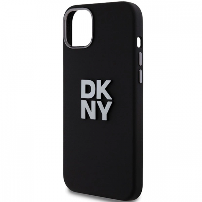 DKNY - DKNY iPhone 15/14 Plus Mobilskal Liquid Silikon Metal Logo - Svart