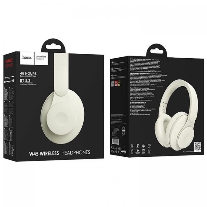 Hoco - Hoco Over-Ear Hrlurar Trdlsa Bluetooth W45 - Milky Vit