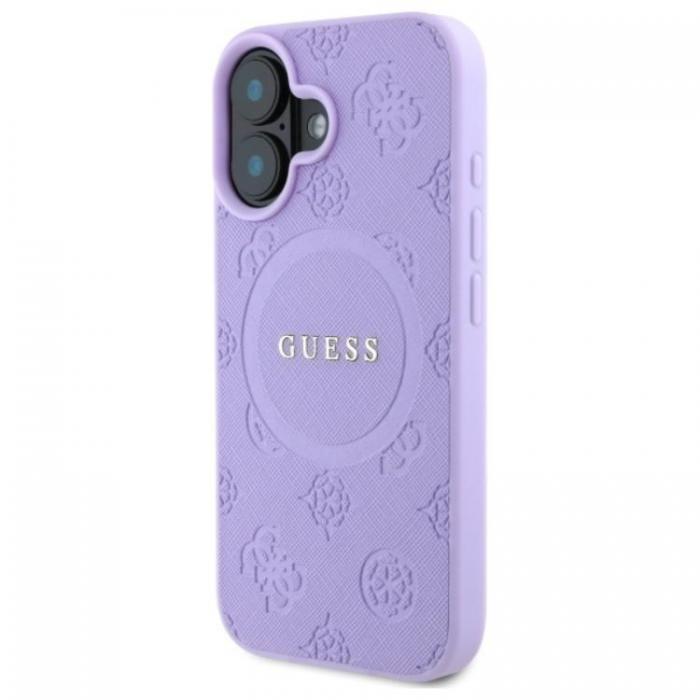 Guess - Guess iPhone 16 Plus Mobilskal Magsafe Saffiano Peony Classic Logo - Lila