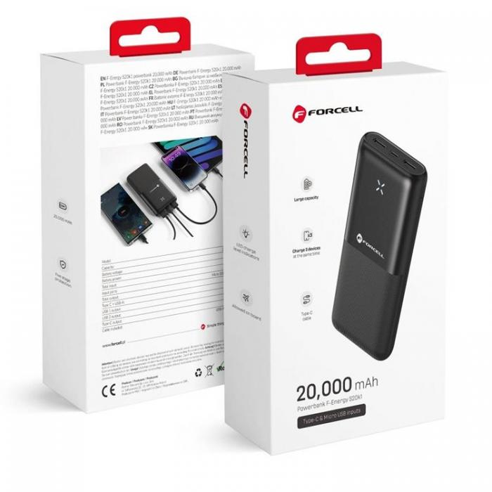 Forcell - Forcell Powerbank 20000 mAh 2.4A S20k1 F-ENERGY - Svart