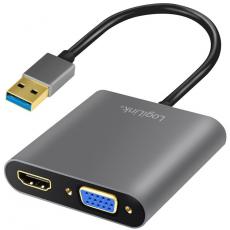 LogiLink - LOGILINK USB-A 3.0 To HDMI-Hona + VGA-Hona Adapter