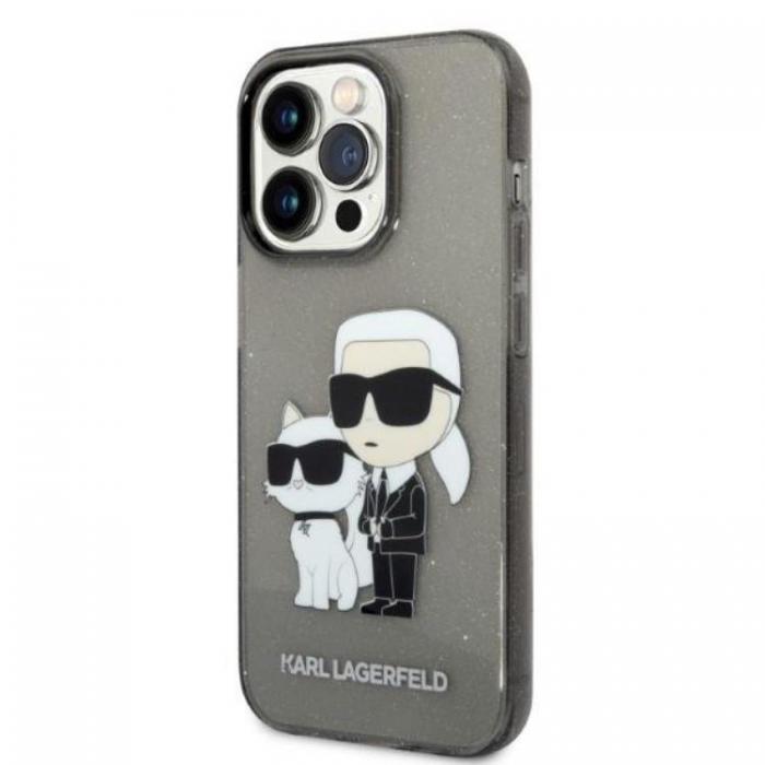 KARL LAGERFELD - Karl Lagerfeld iPhone 14 Pro Max Skal IML GLIT NFT Karl & Choupette - Svart