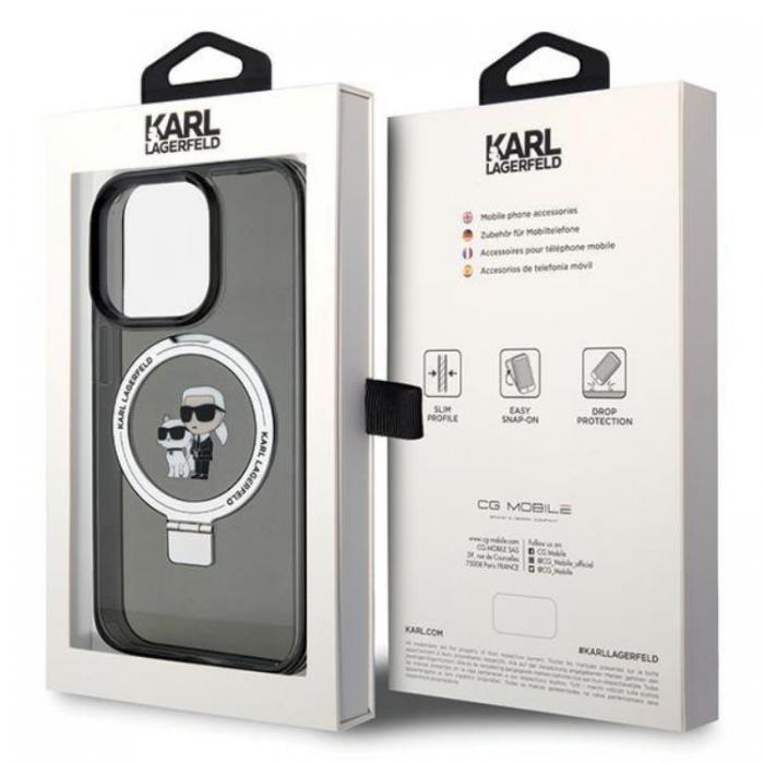 KARL LAGERFELD - KARL LAGERFELD iPhone 15 Mobilskal MagSafe Ringstll - Svart