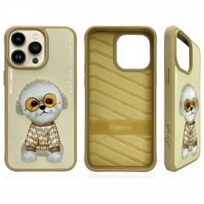 NIMMY - Nimmy iPhone 15 Pro Mobilskal Glasses Cool Dog - Khaki