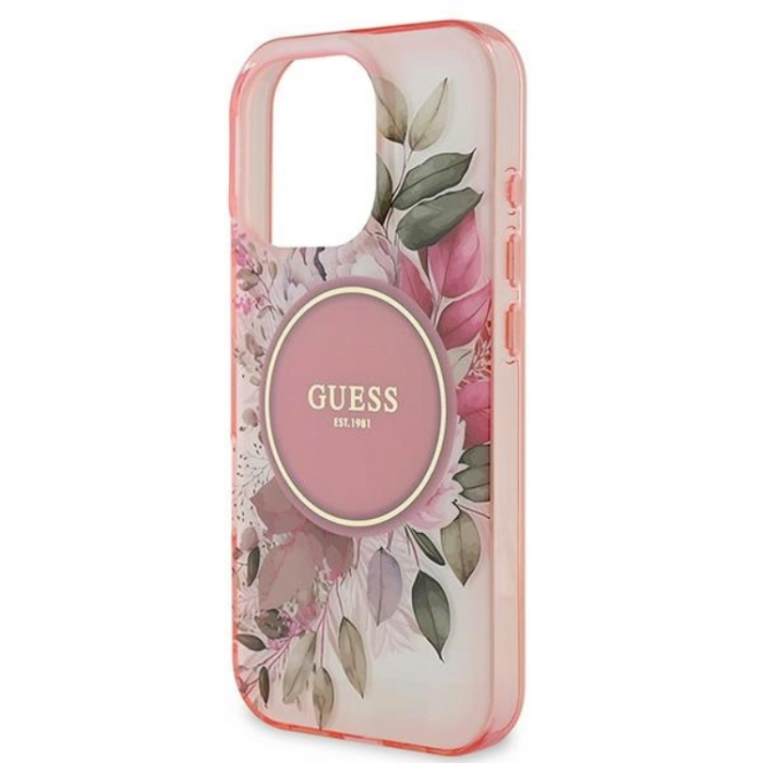 Guess - Guess iPhone 16 Pro Max Mobilskal MagSafe IML Flower & Tonal Circle