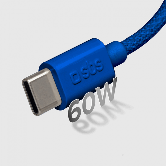 SBS - SBS USB-C - USB-C Kabel 1.5m 60W Braided - Bl