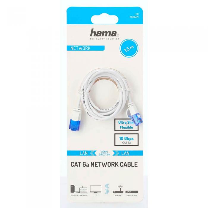 Hama - Hama Ntverkskabel CAT6a Slim U/UTP 1.5m - Vit