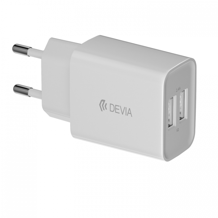 Devia - Devia Vggladdare 2xUSB 2.4A Smart + Micro-USB Kabel 1m - Vit